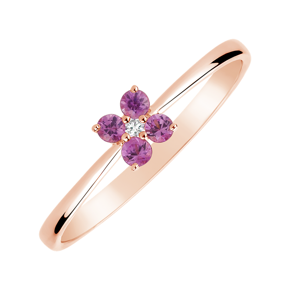 Prsteň s diamantom a ružovými zafírmi Divine Bloom