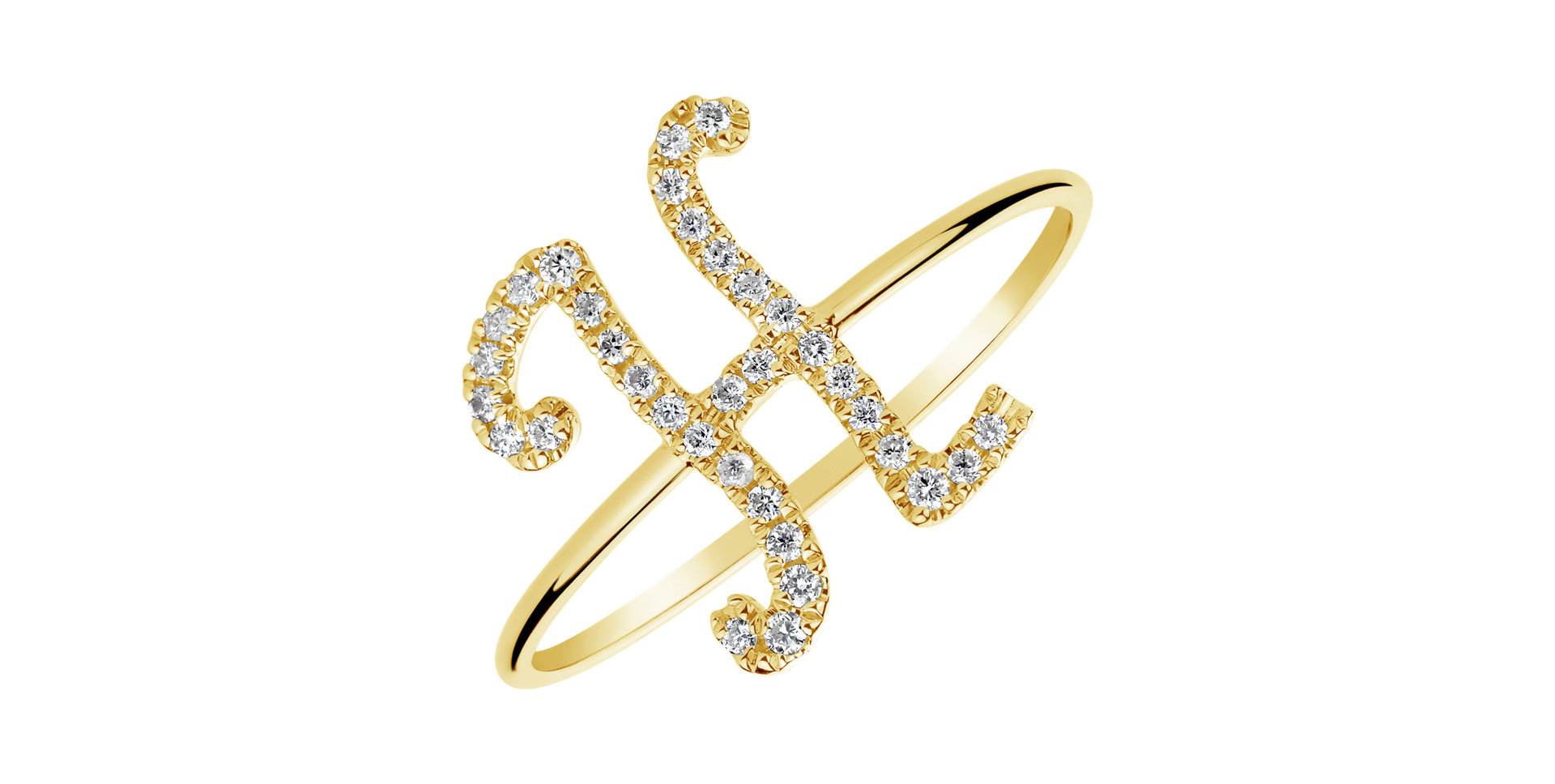 Prsteň s diamantmi Curly Glittery H