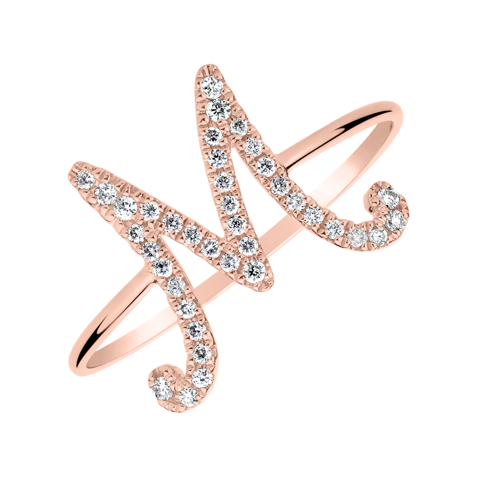 Prsteň s diamantmi Curly Glittery M