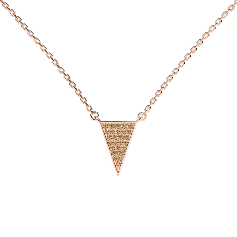 Náhrdelník s hnedými a bielymi diamantmi Shiny Triangle