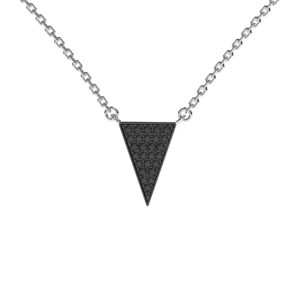 Náhrdelník s čiernymi a bielymi diamantmi Shiny Triangle