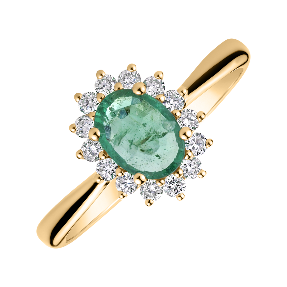 Prsteň s diamantmi a smaragdom Princess