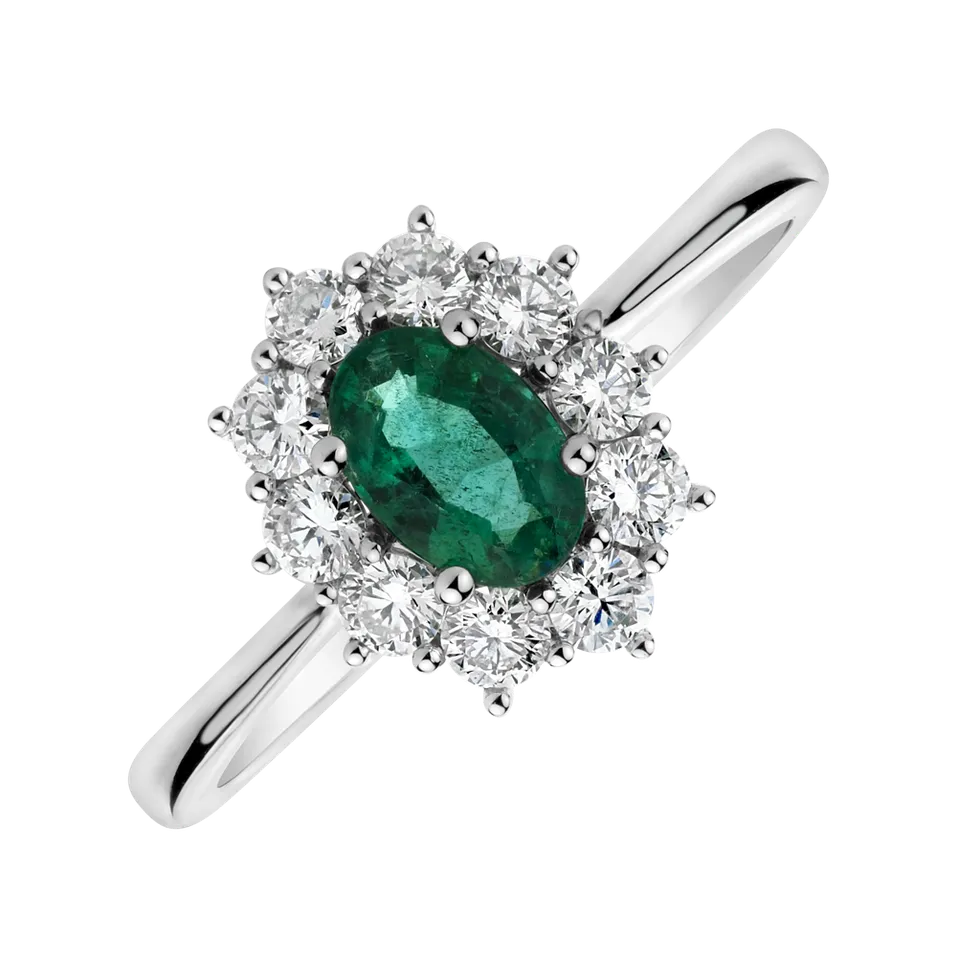 Prsteň s diamantmi a smaragdom Princess