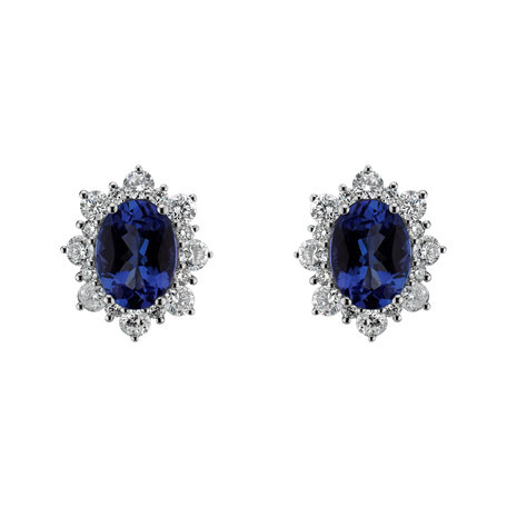 Náušnice s diamantmi a tanzanitom Princess