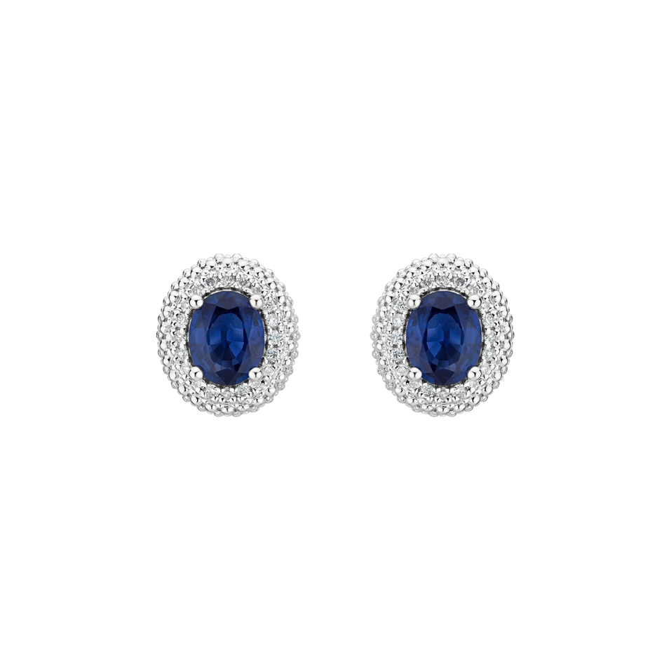 Náušnice s diamantmi a zafírom Royal Sapphire