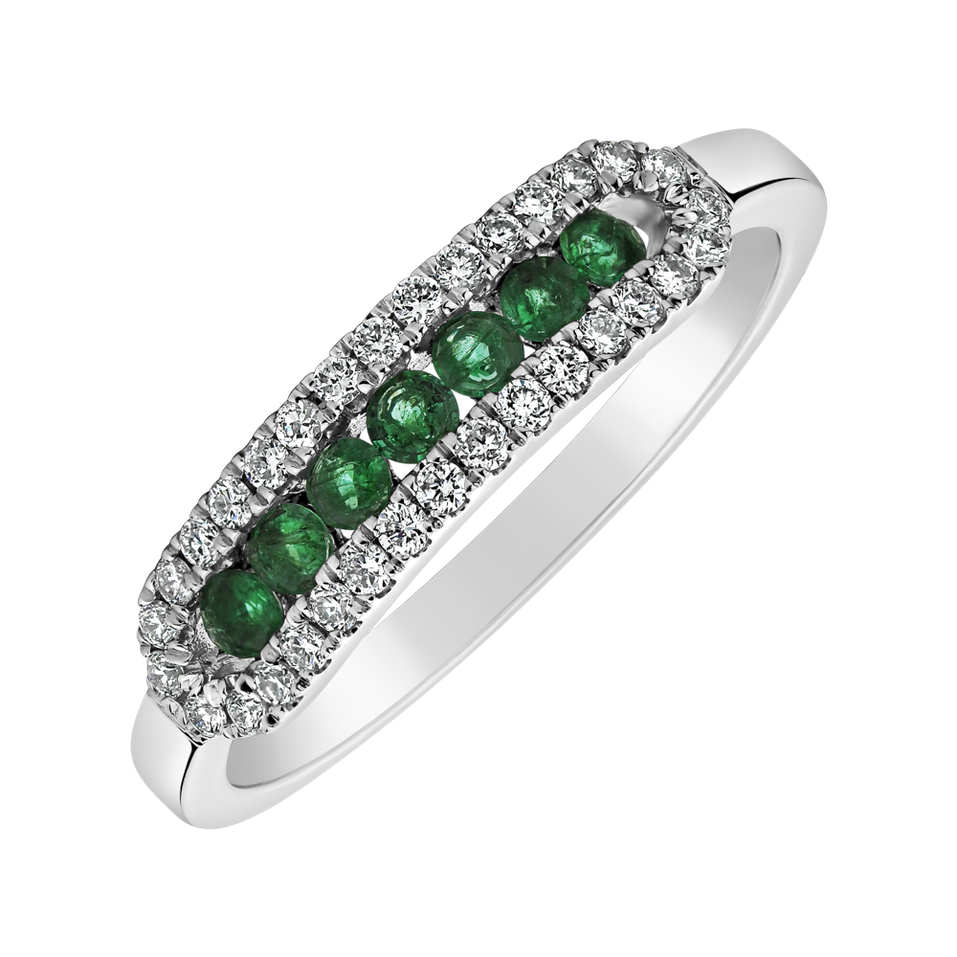Prsteň s diamantmi a smaragdmi Bright Life