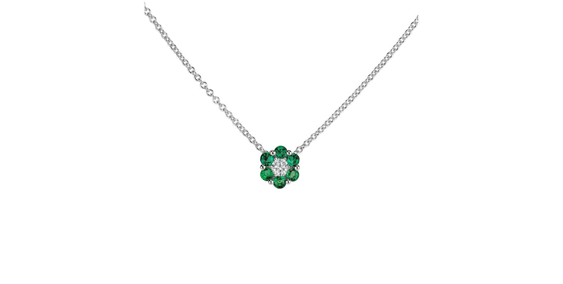 Náhrdelník s diamantom a smaragdmi Shiny Constellation