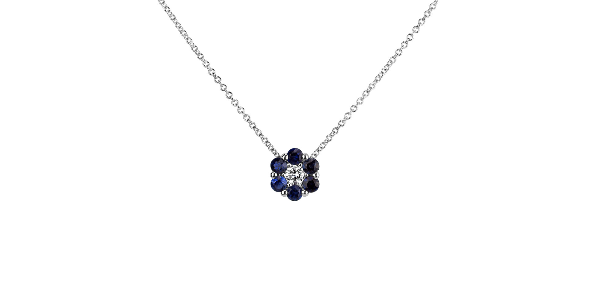 Náhrdelník s diamantom a zafírmi Shiny Constellation