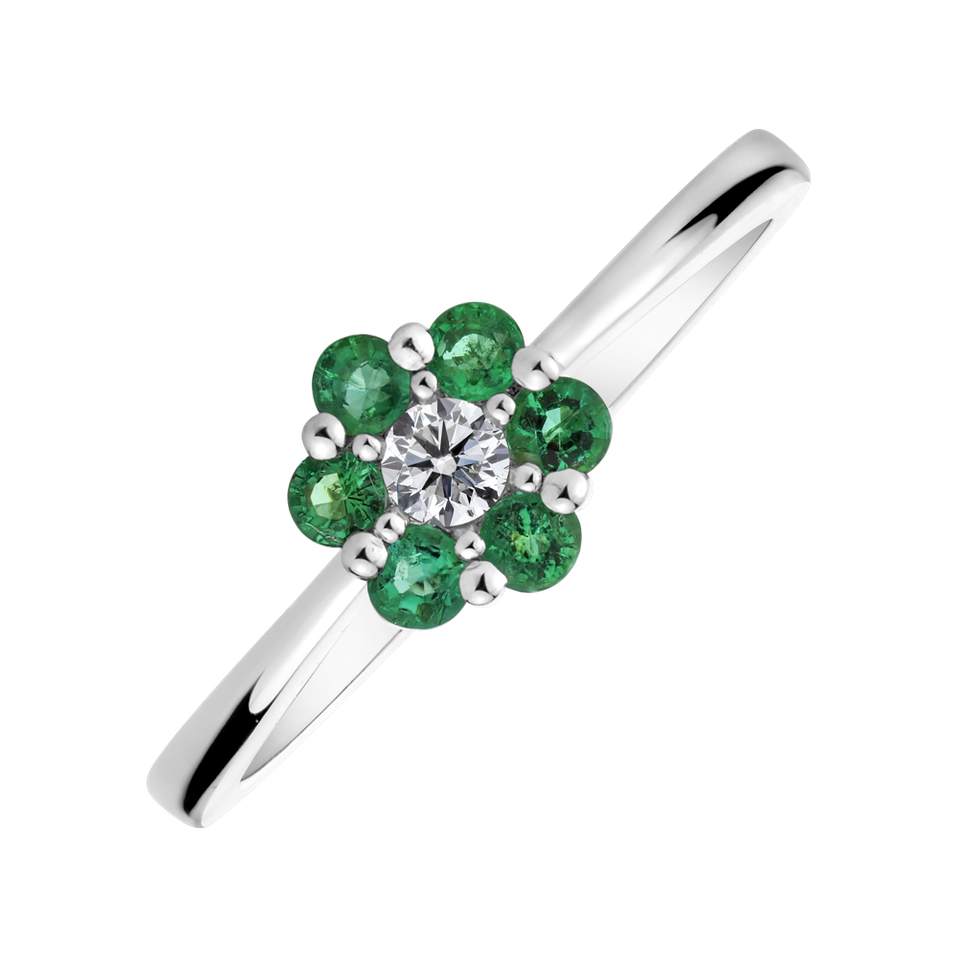 Prsteň s diamantom a smaragdmi Shiny Constellation