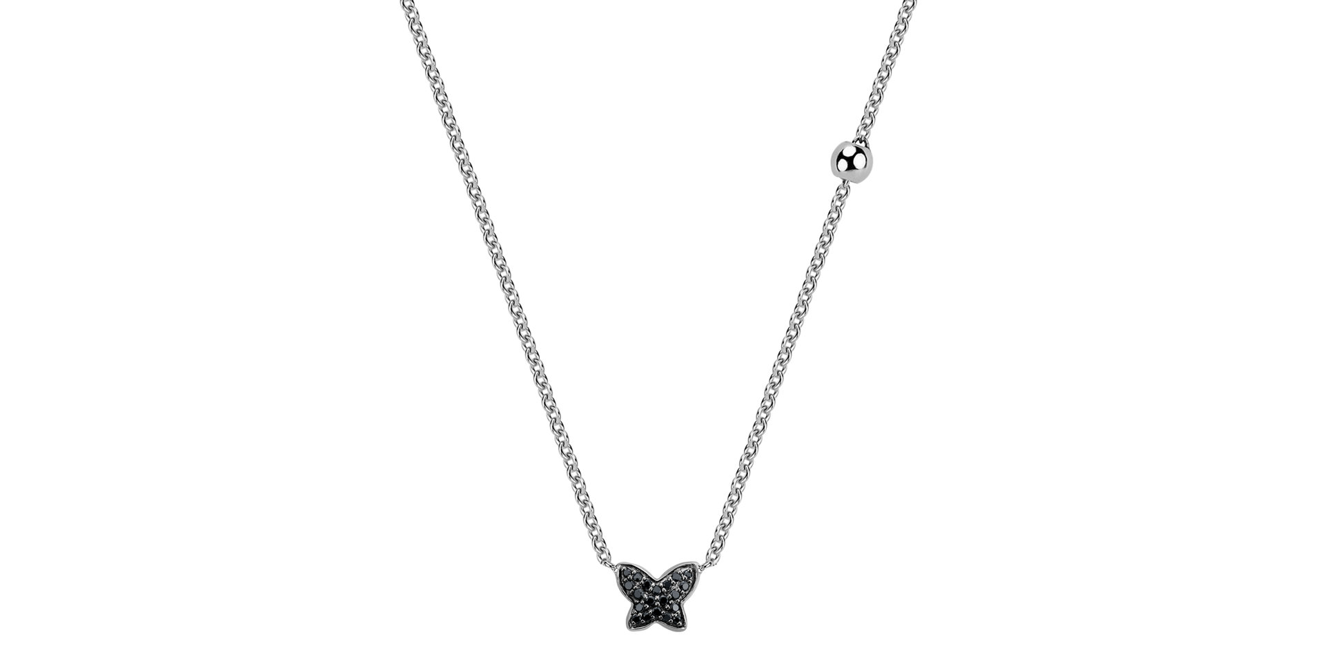 Náhrdelník s čiernymi a bielymi diamantmi Magic Butterfly
