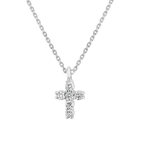 Náhrdelník s diamantmi Glossy Cross