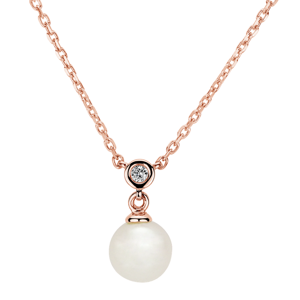 Náhrdelník s diamantom a sladkovodnou bielou perlou Historic Pearl