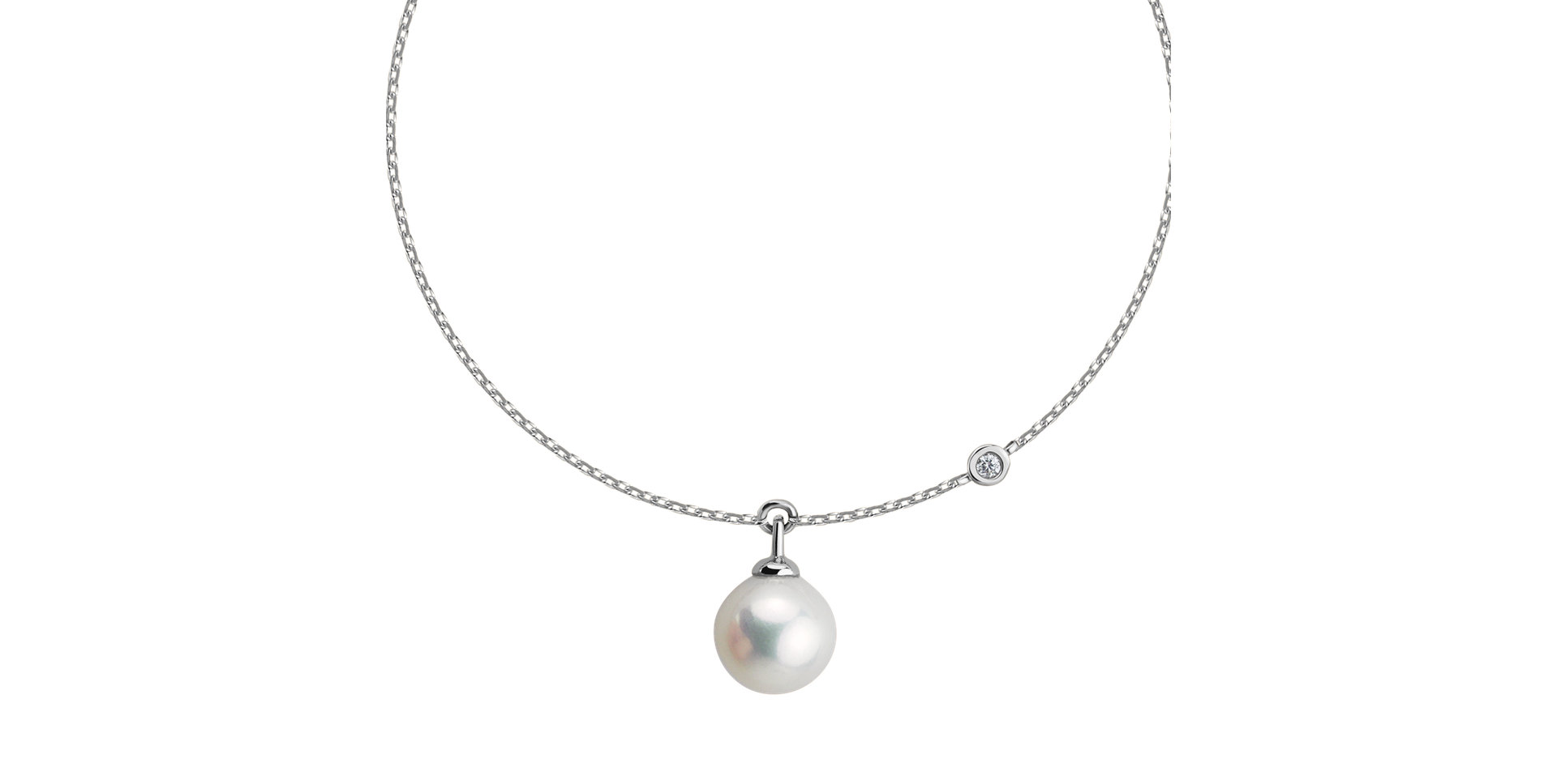 Náramok s diamantom a sladkovodnou bielou perlou Lovely Lake