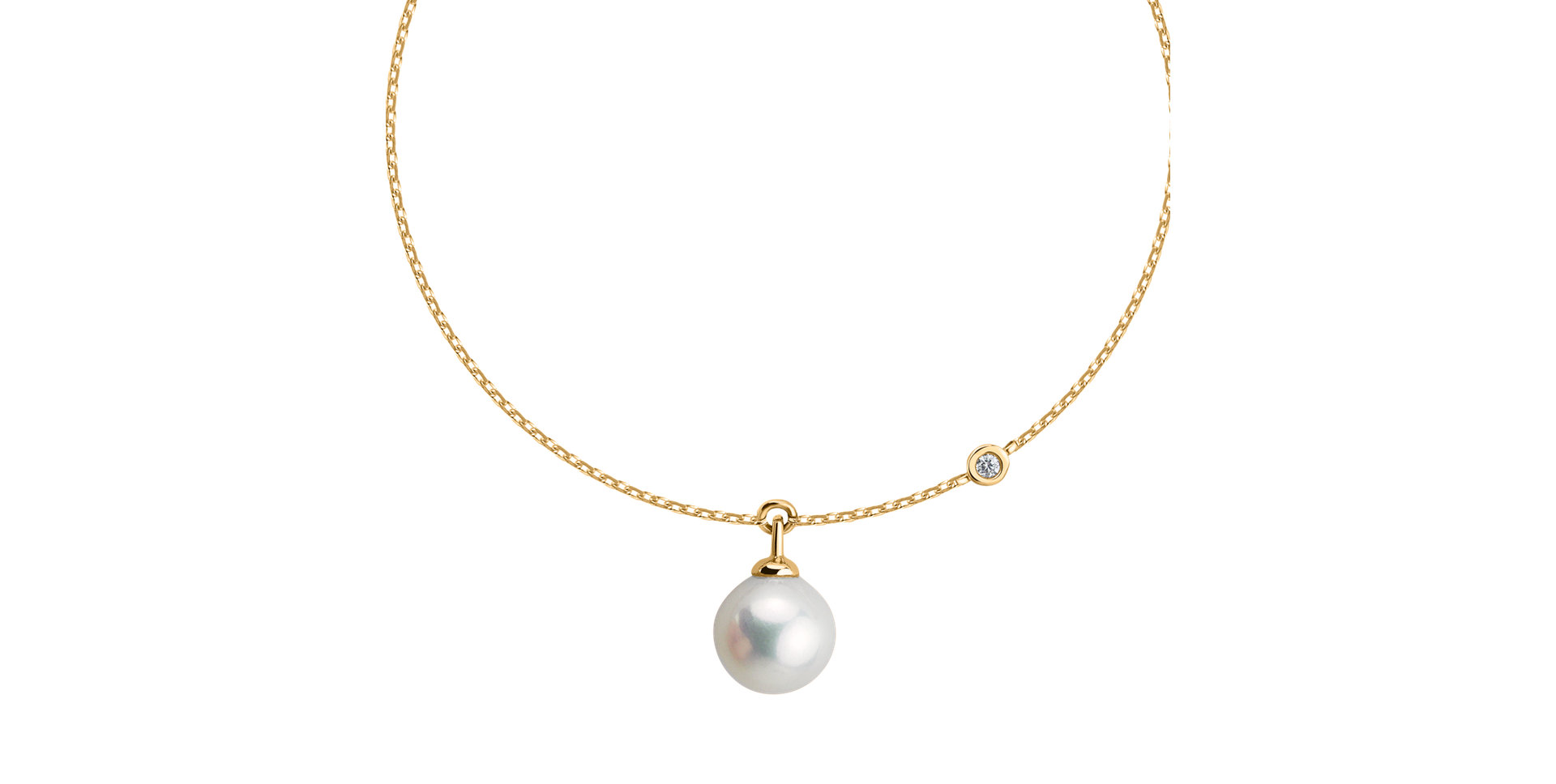 Náramok s diamantom a sladkovodnou bielou perlou Lovely Lake