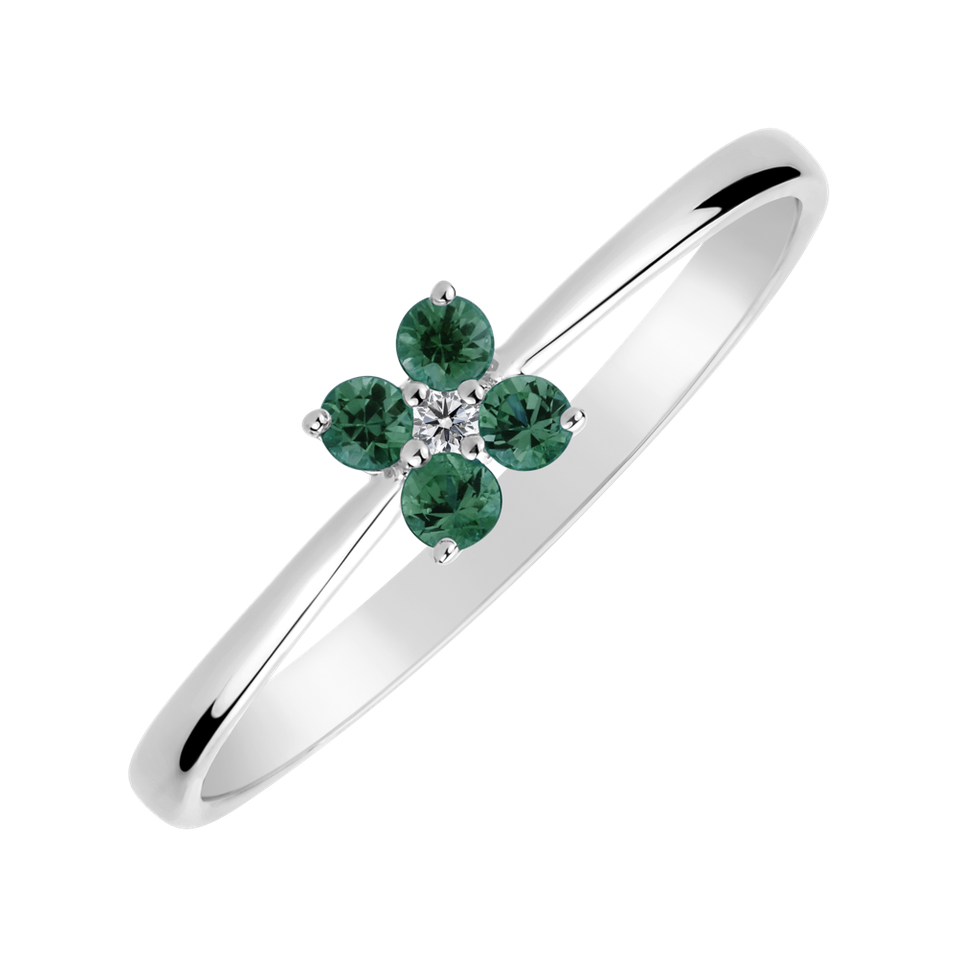 Prsteň s diamantom a smaragdmi Divine Bloom