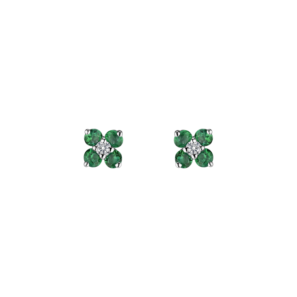 Náušnice s diamantom a smaragdmi Divine Bloom