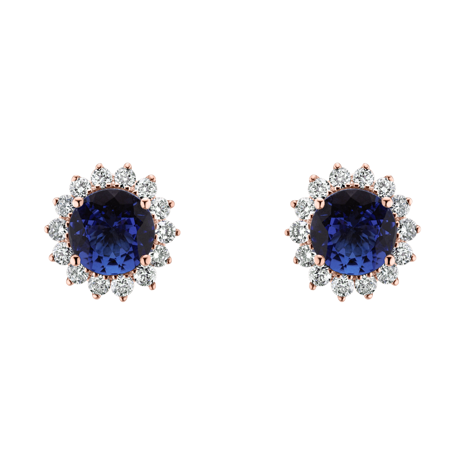 Náušnice s diamantmi a tanzanitom Lilac Flower