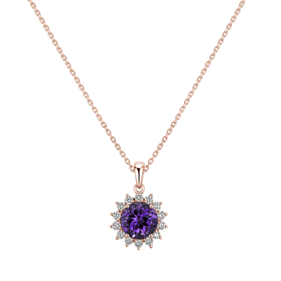 Prívesok s diamantmi a ametystom brazil Lilac Flower
