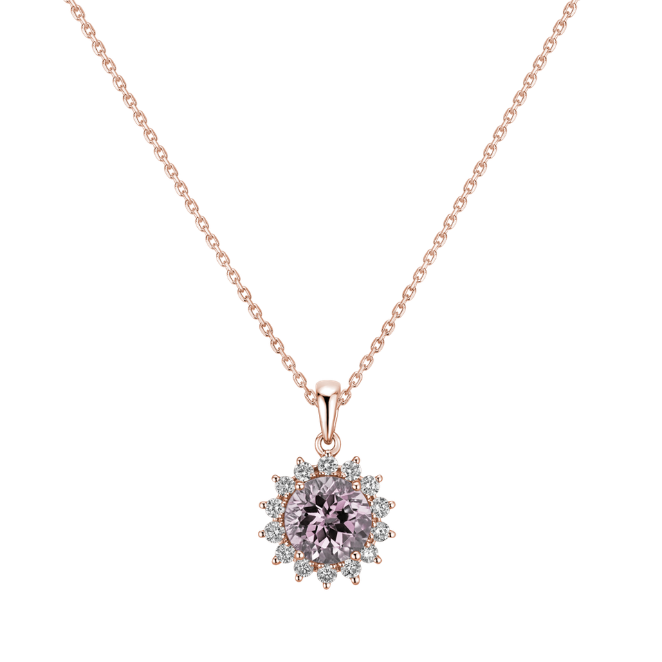 Prívesok s ruženínom a diamantmi Lilac Flower