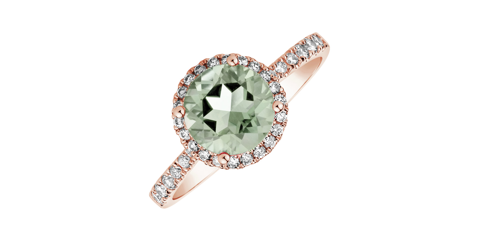 Prsteň s diamantmi a ametystom green Sparkly Bonbon