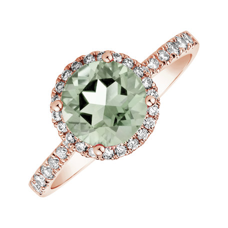 Prsteň s diamantmi a ametystom green Sparkly Bonbon