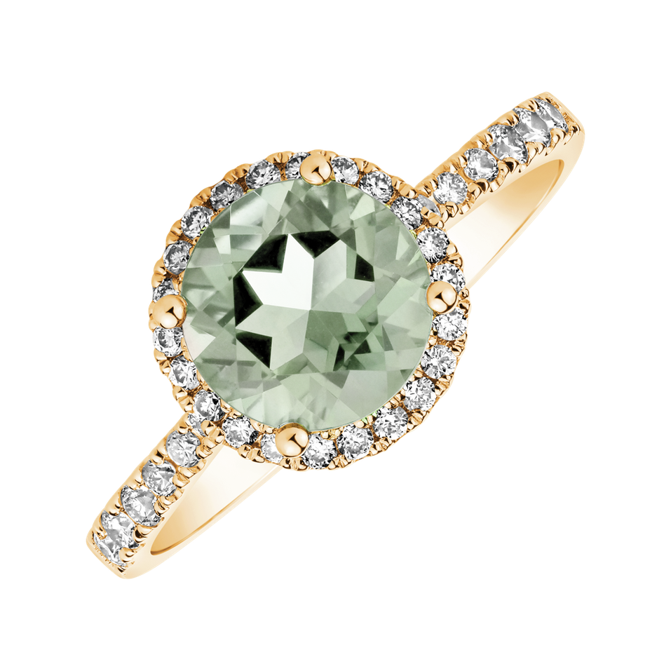 Prsteň s diamantmi a ametystom green Sparkly Bonbon