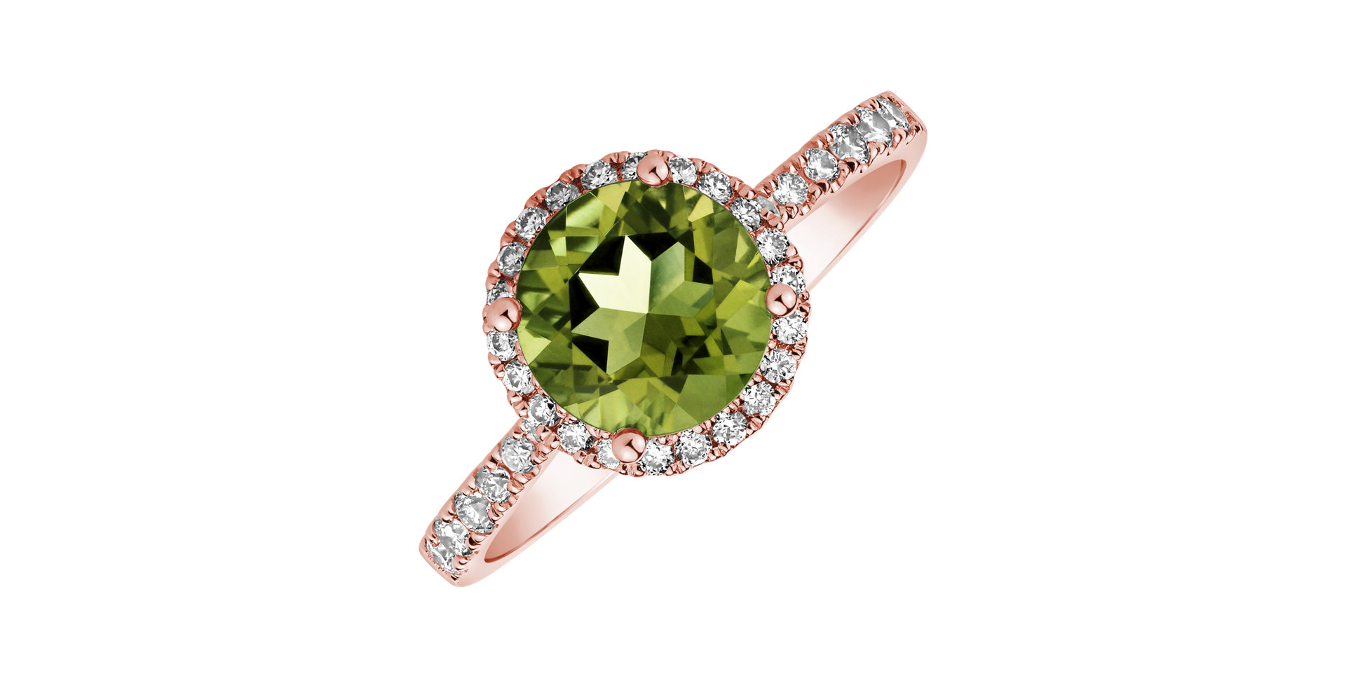 Prsteň s diamantmi a peridotom Sparkly Bonbon