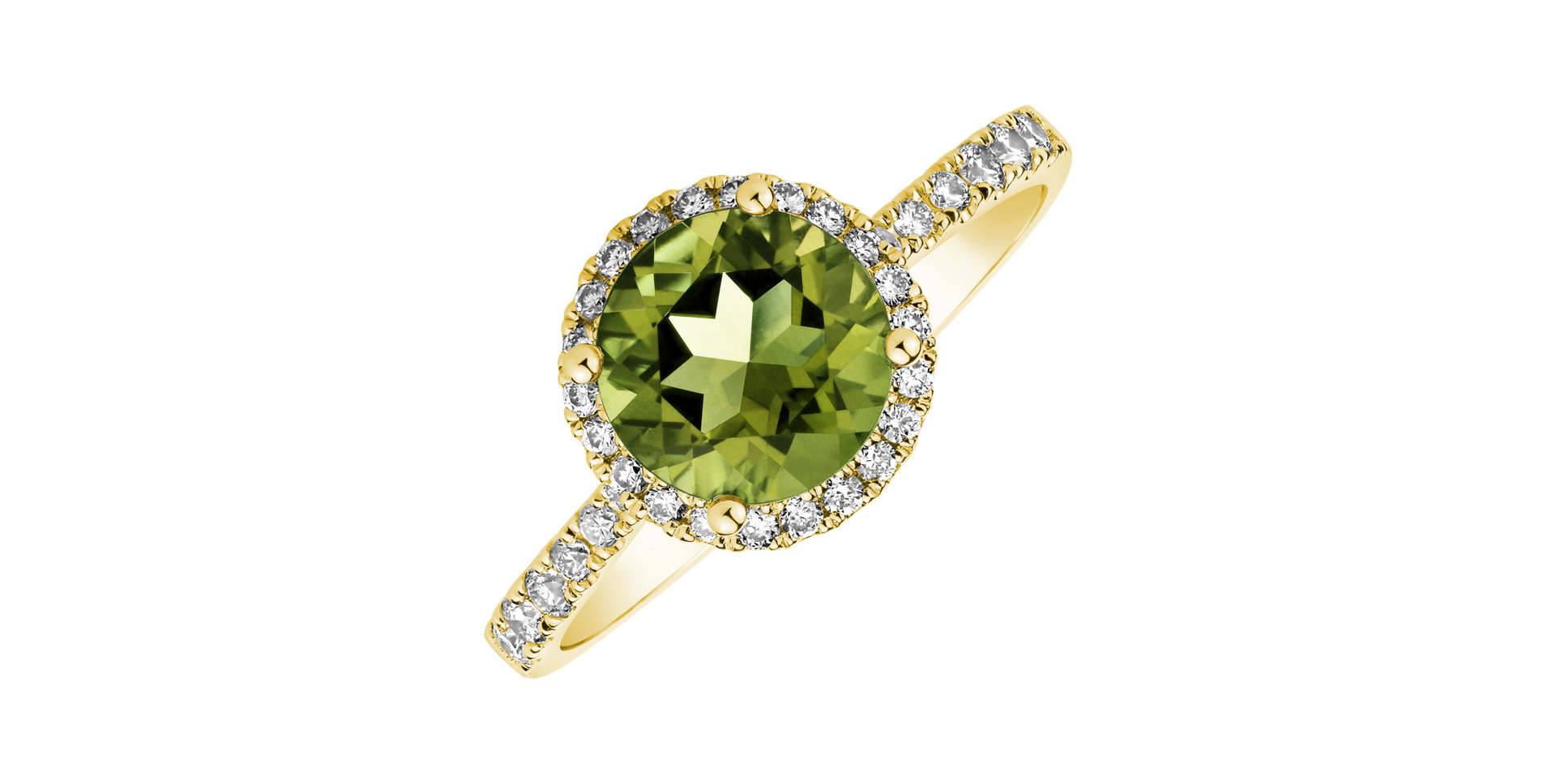 Prsteň s diamantmi a peridotom Sparkly Bonbon