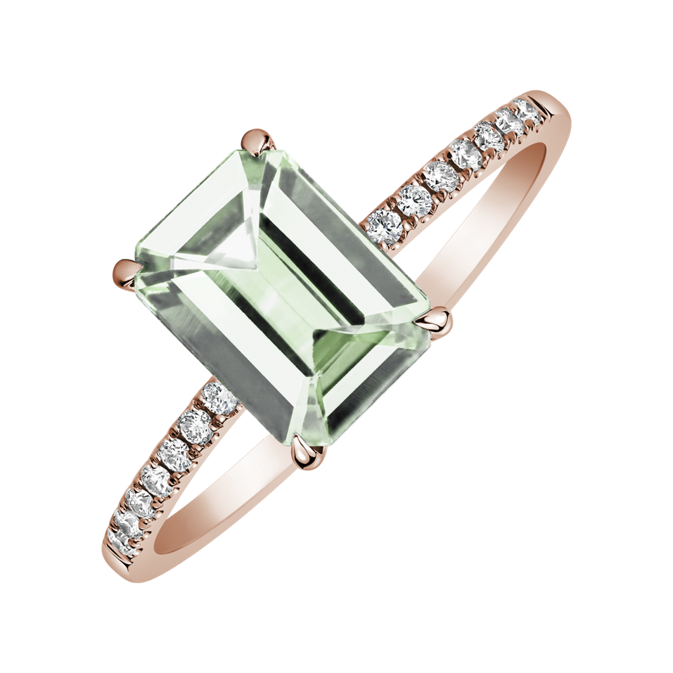 Prsteň s diamantmi a ametystom green Perfect Promise