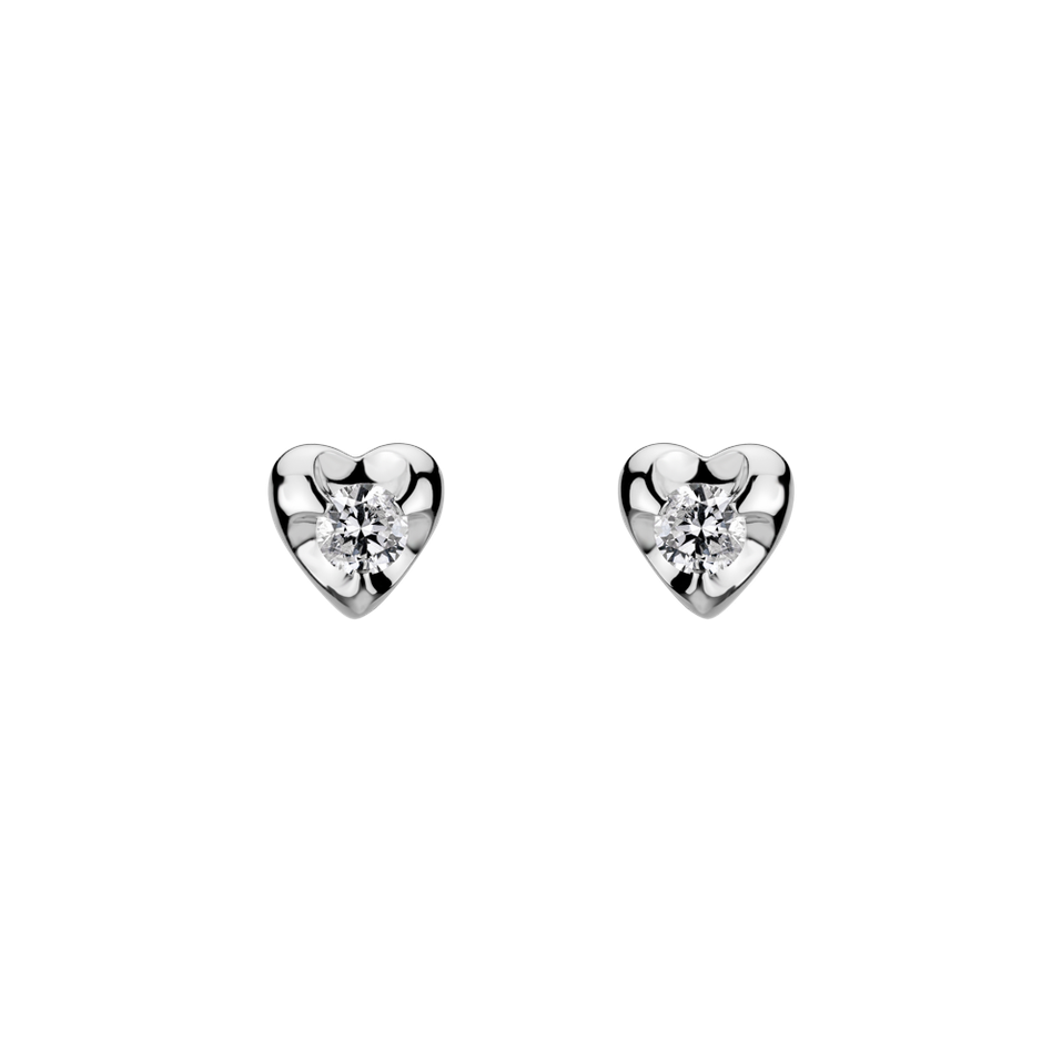 Náušnice s diamantom Full Hearts