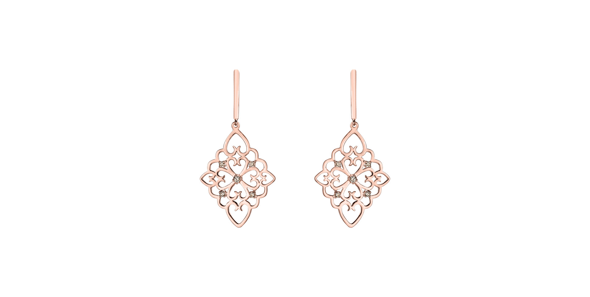 Náušnice s hnedými diamantmi Folk Treasure