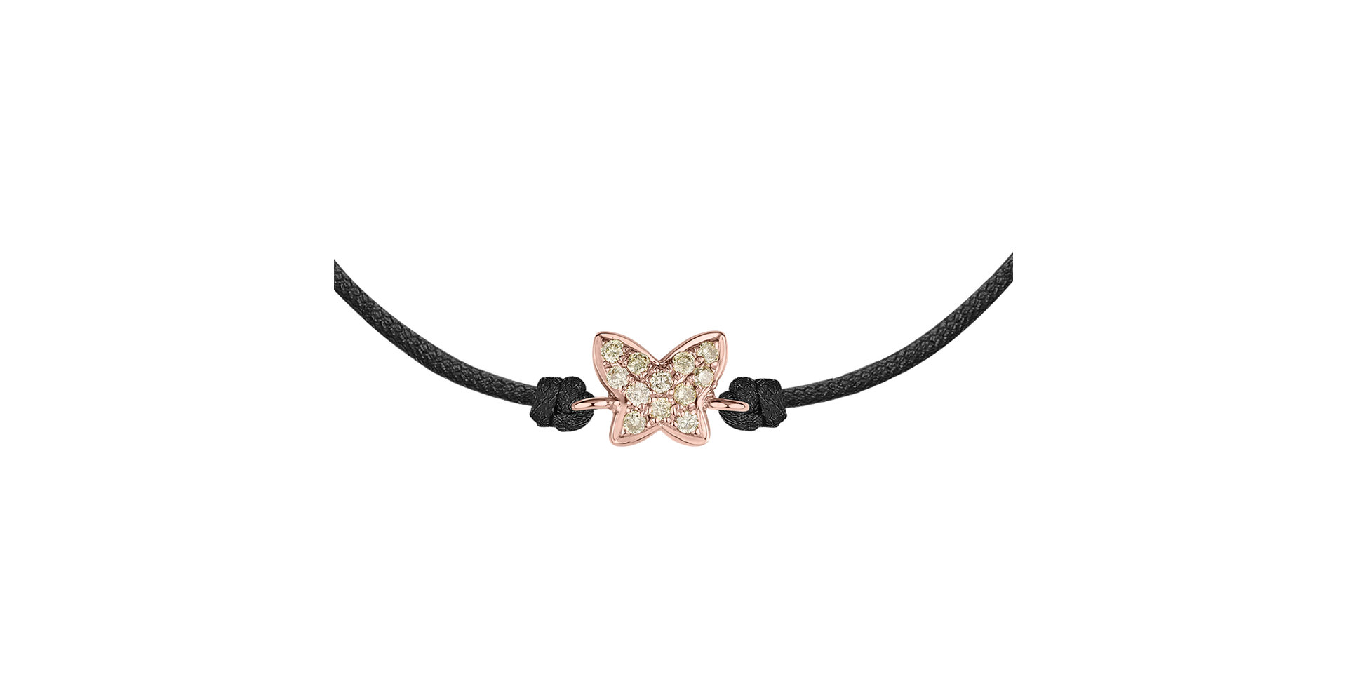 Náramok so šnúrkou a hnedými diamantmi Magic Butterfly