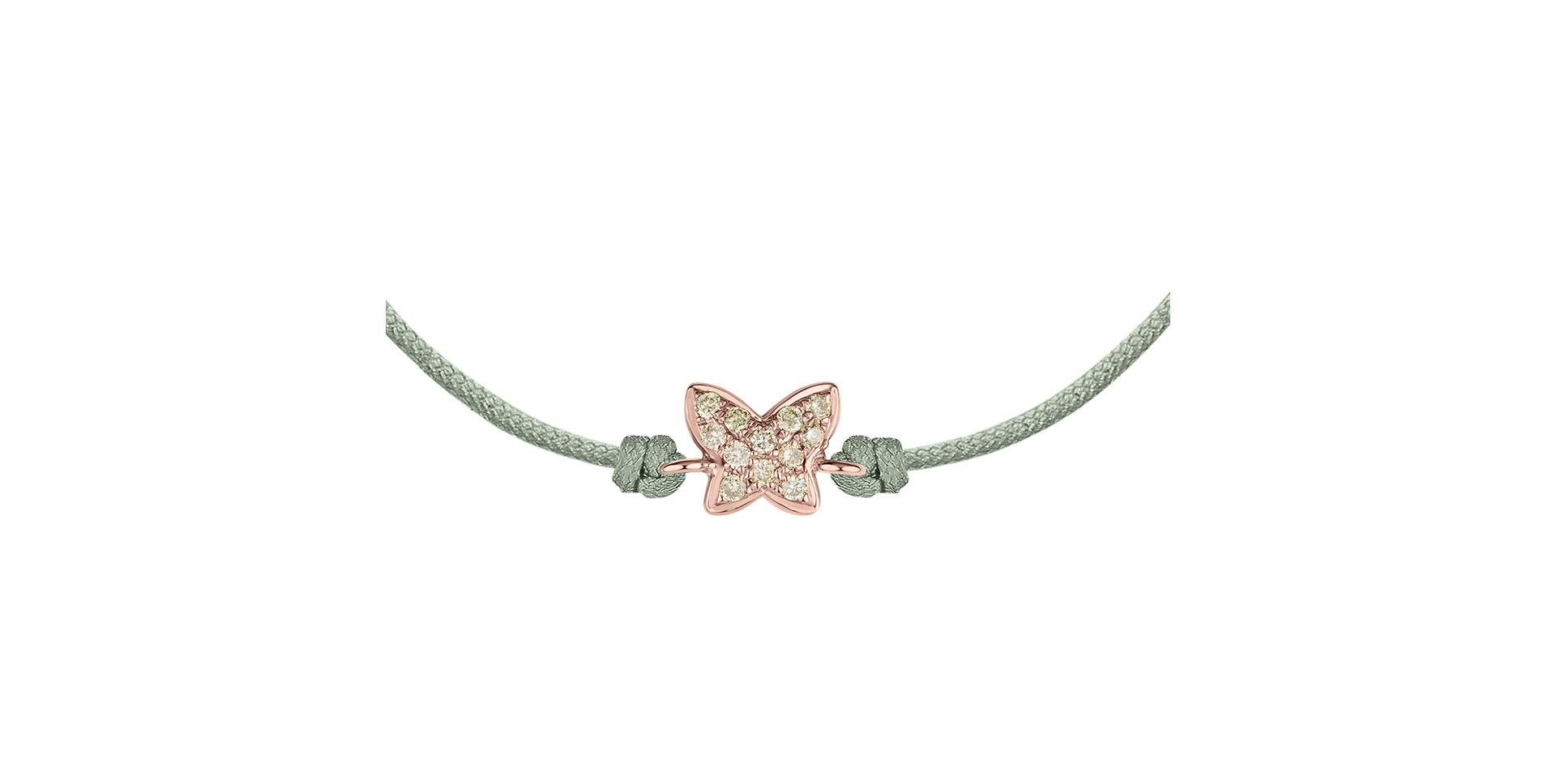 Náramok so šnúrkou a hnedými diamantmi Magic Butterfly