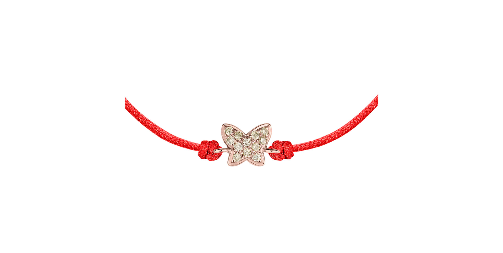 Náramok so šnúrkou a hnedými diamantmi Magic Butterfly