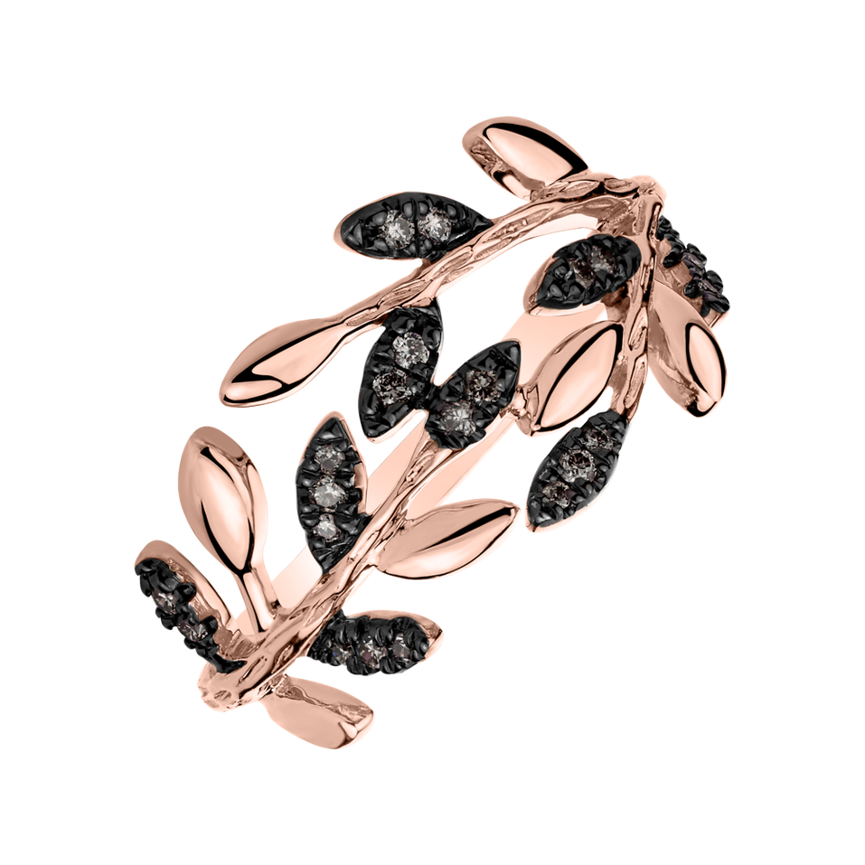 Prsteň s hnedými diamantmi Heavenly Leaves