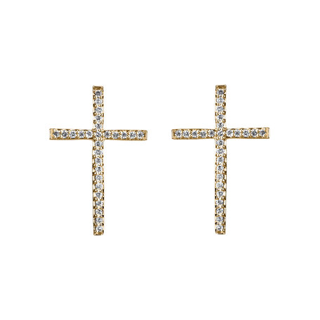 Náušnice s diamantmi Shimmering Cross