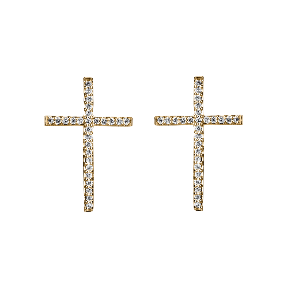 Náušnice s diamantmi Shimmering Cross