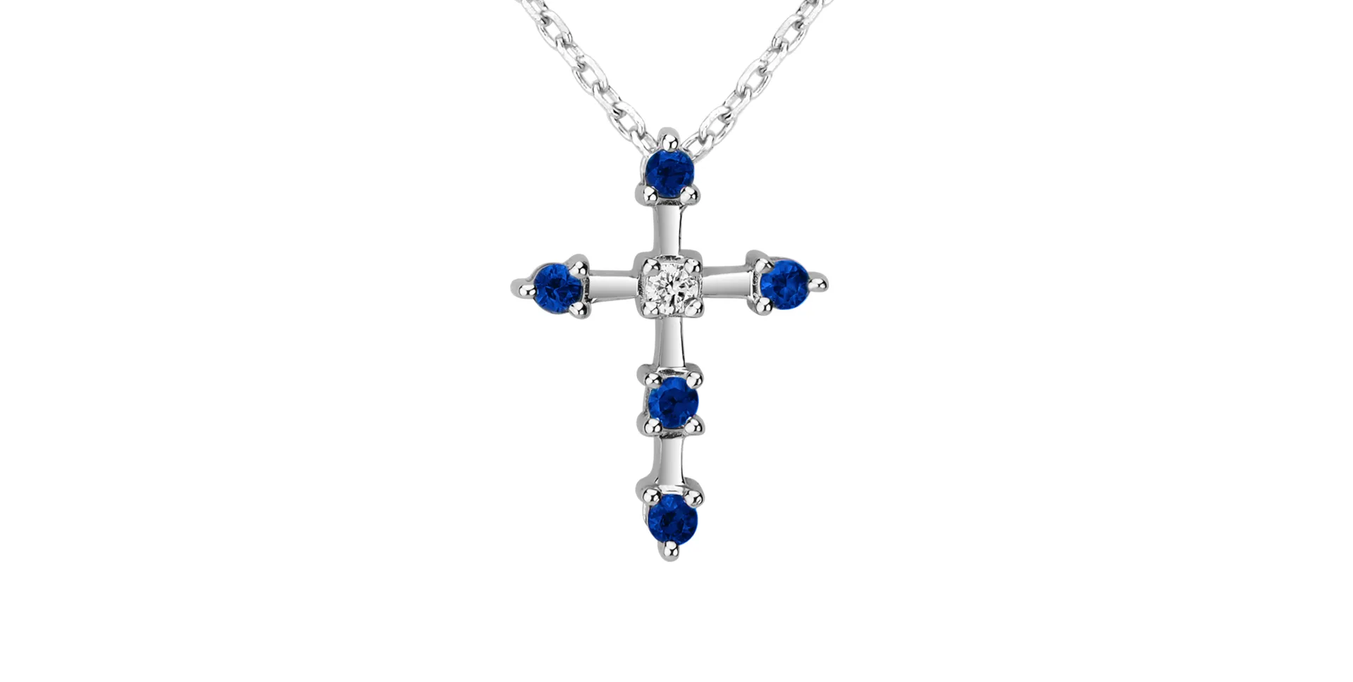 Náhrdelník s diamantom a zafírmi Sparkling Cross