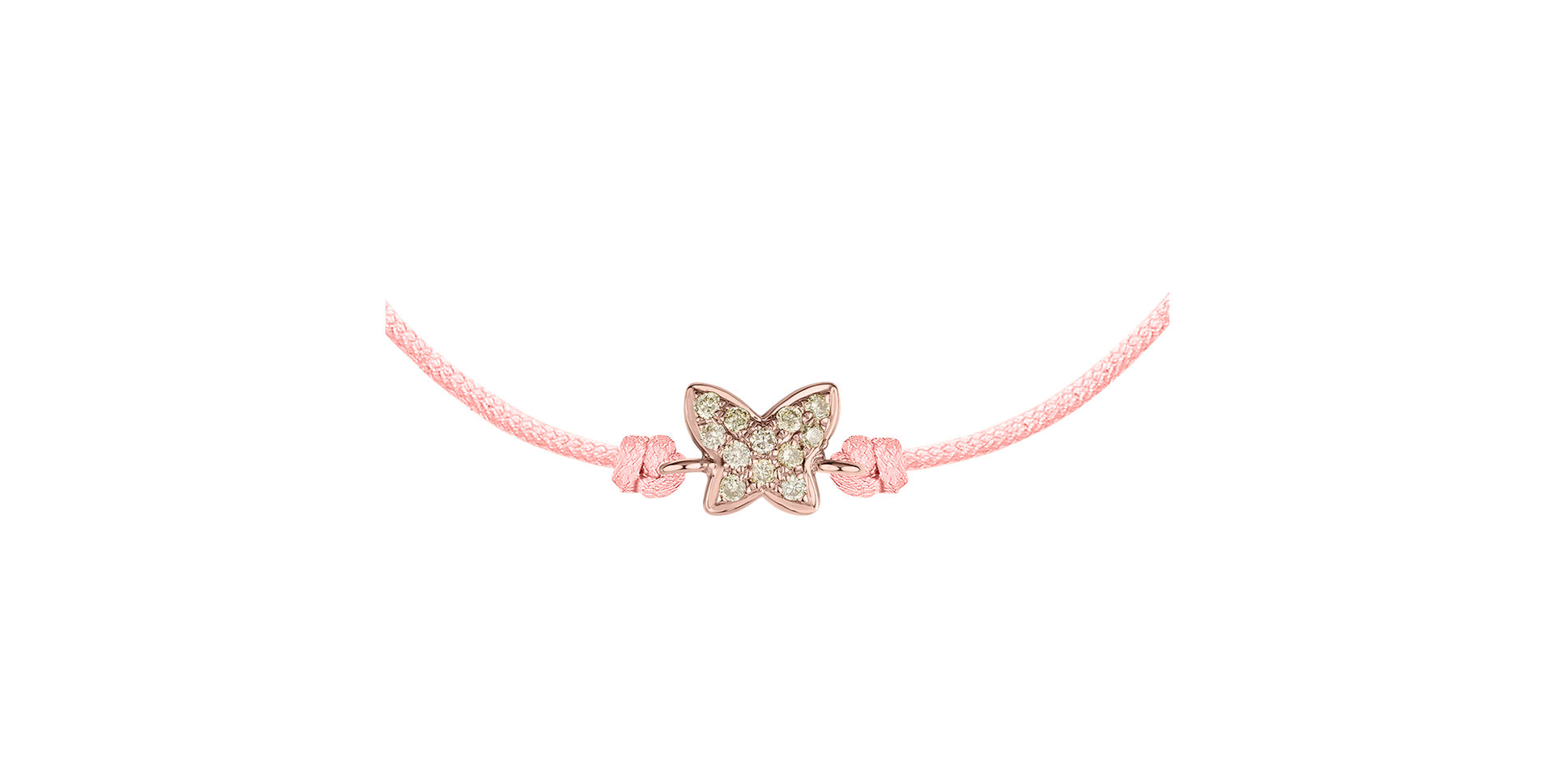 Náramok so šnúrkou a hnedými diamantmi Magic Butterfly