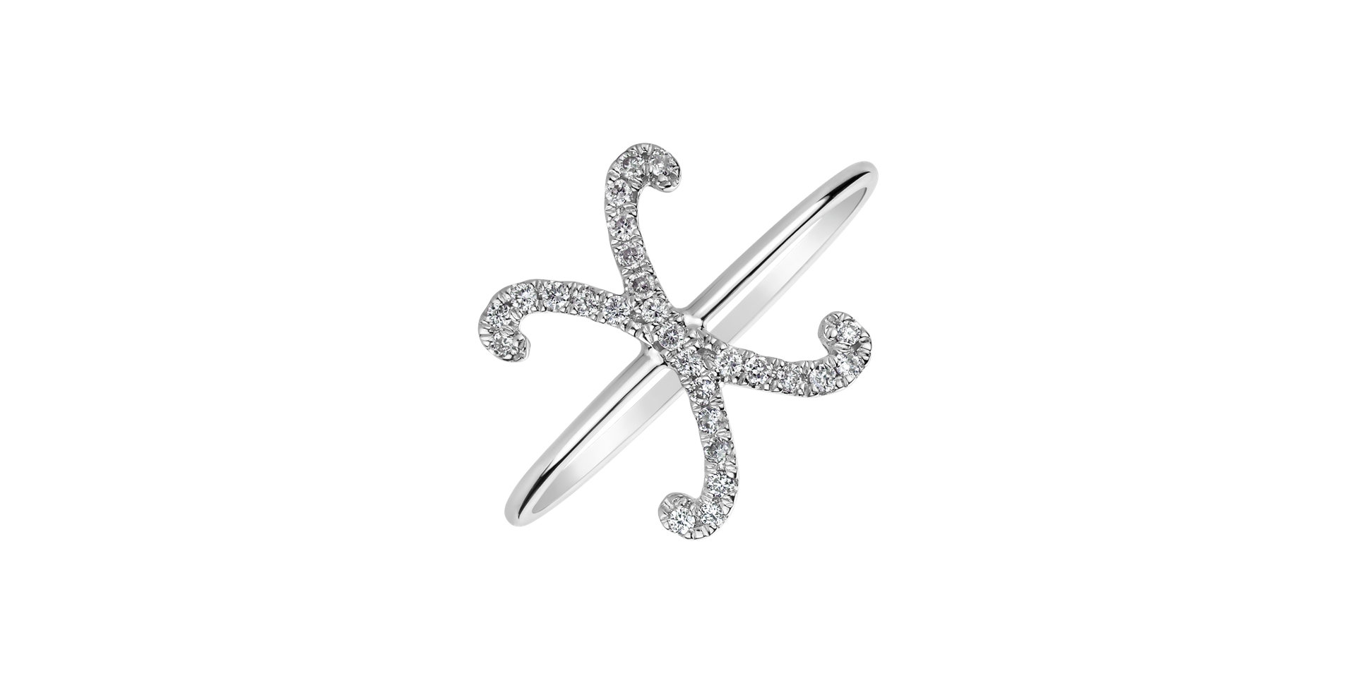 Prsteň s diamantmi Curly Glittery X