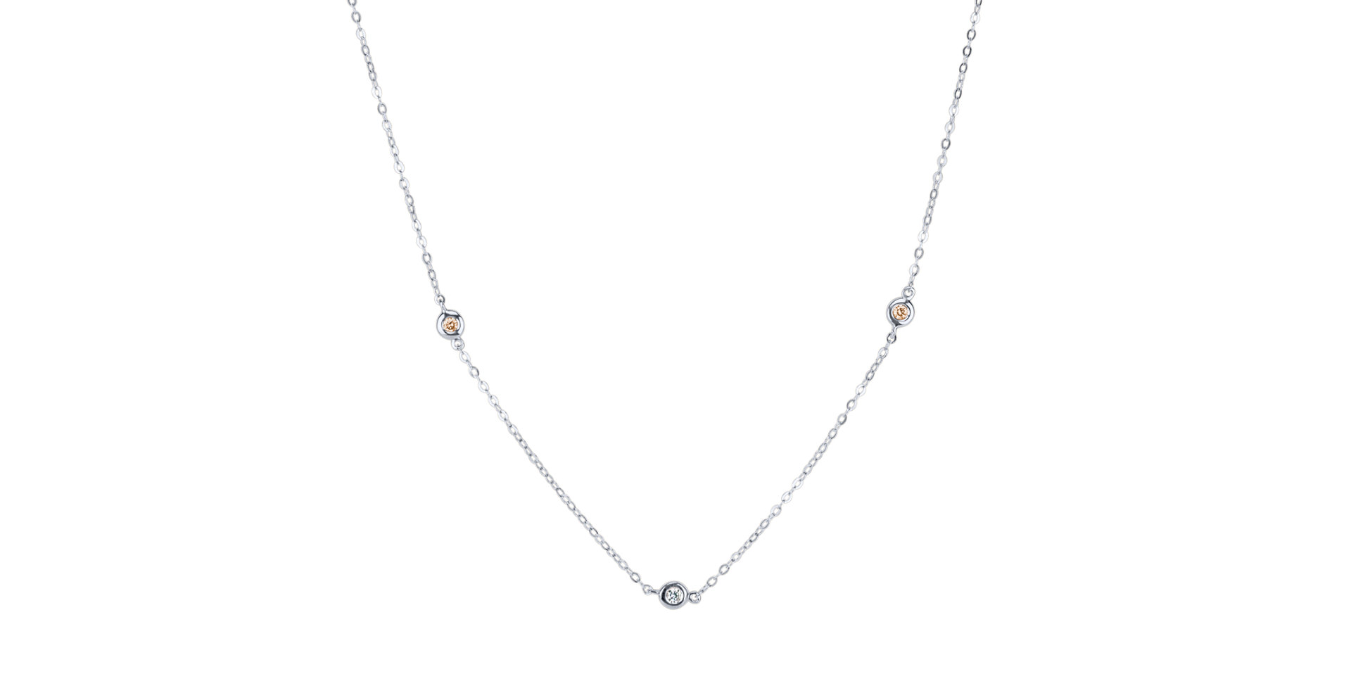 Náhrdelník s čiernymi, hnedými a bielymi diamantmi Dots