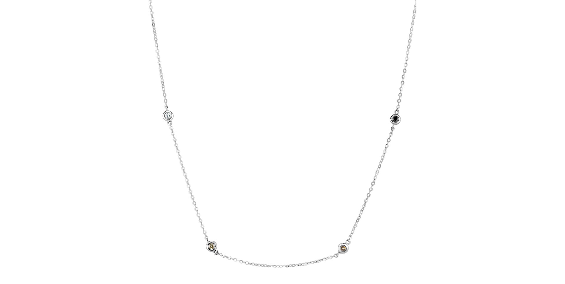 Náhrdelník s čiernymi, hnedými a bielymi diamantmi Dots