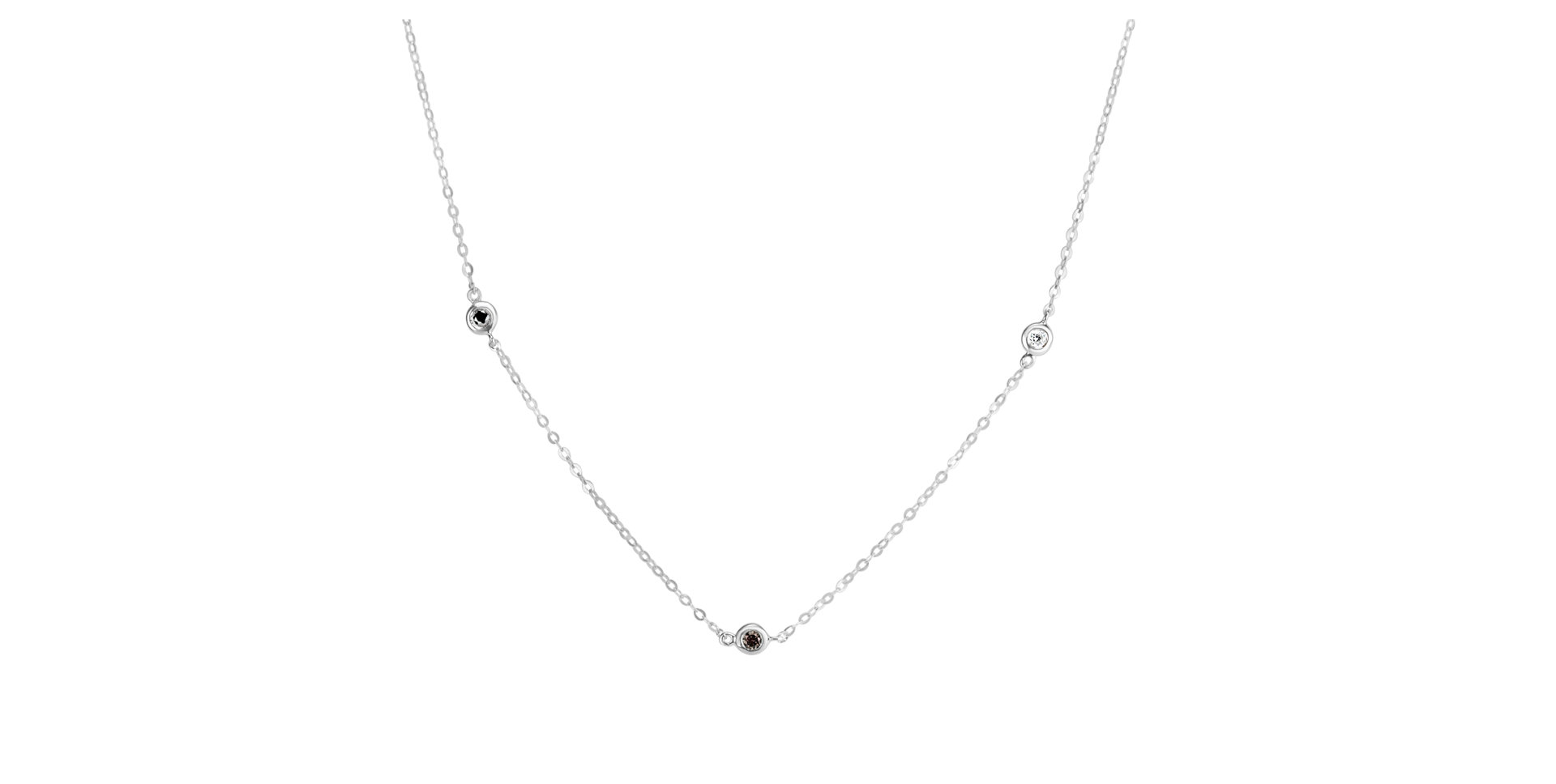 Náhrdelník s čiernymi, hnedými a bielymi diamantmi Dots