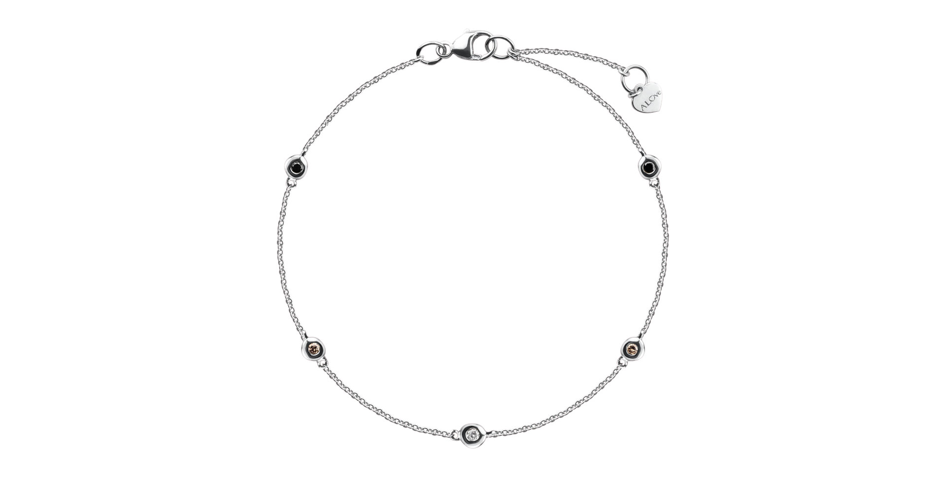 Náramok s bielymi, hnedými a čiernymi diamantmi Dots