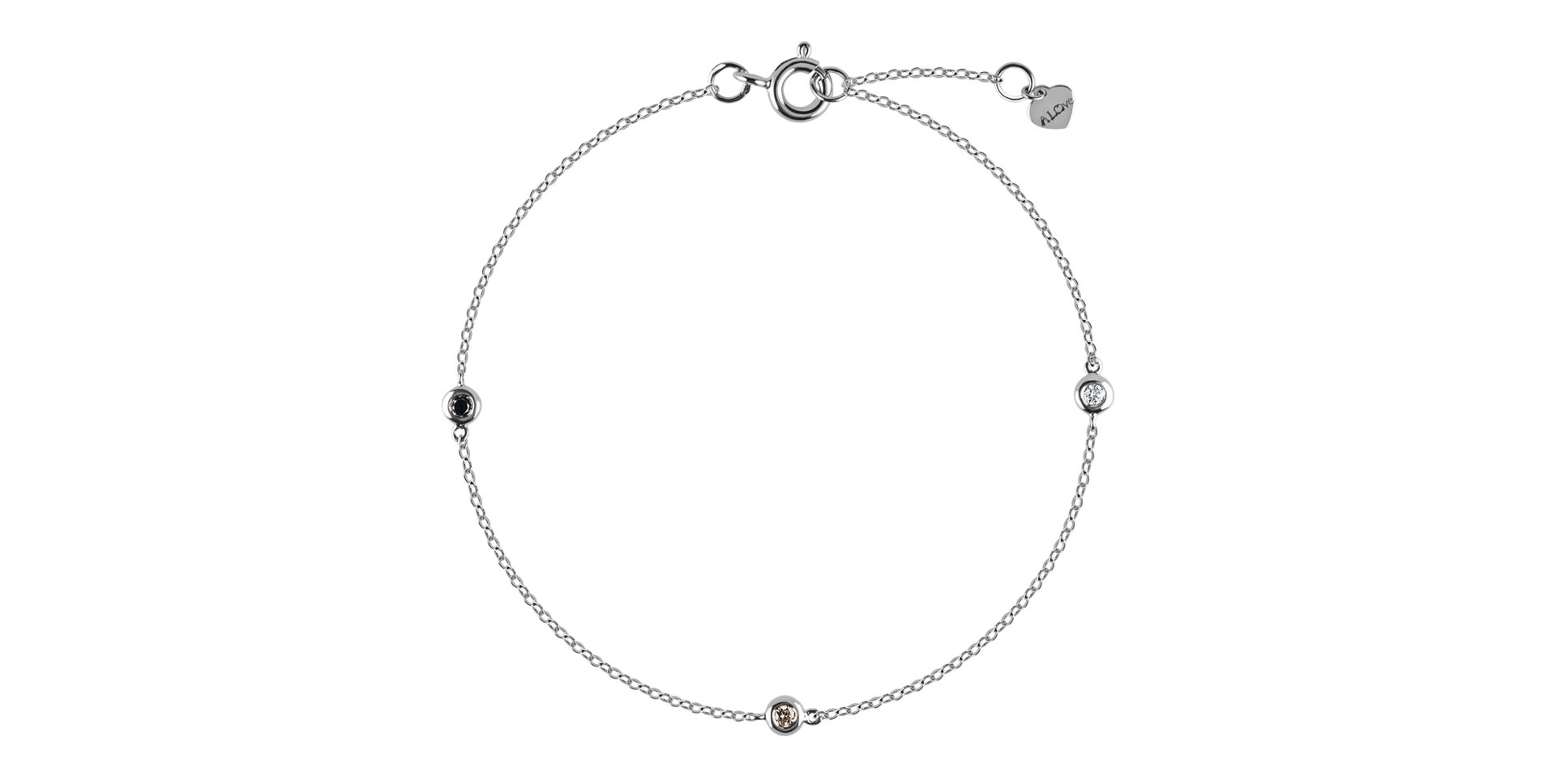 Náramok s hnedými a čiernymi diamantmi Dots