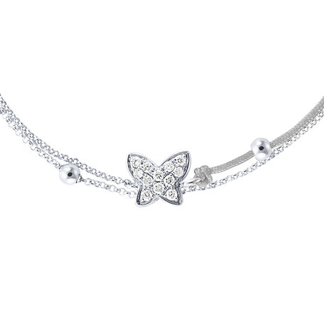Diamantový náramok so šnúrkou Luxury Butterfly