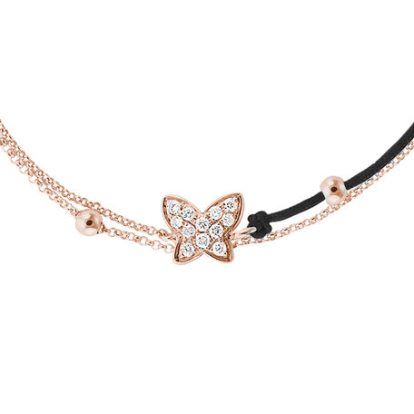 Diamantový náramok so šnúrkou Luxury Butterfly