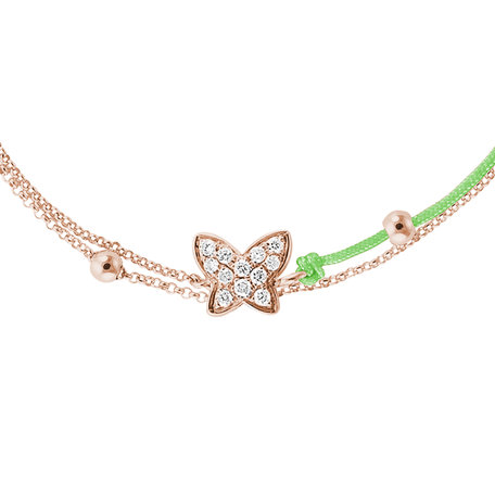 Diamantový náramok so šnúrkou Luxury Butterfly