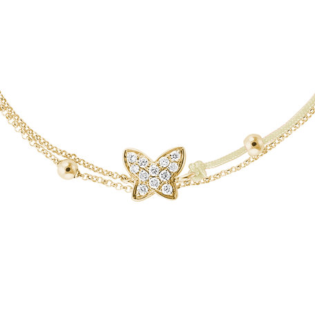 Diamantový náramok so šnúrkou Luxury Butterfly