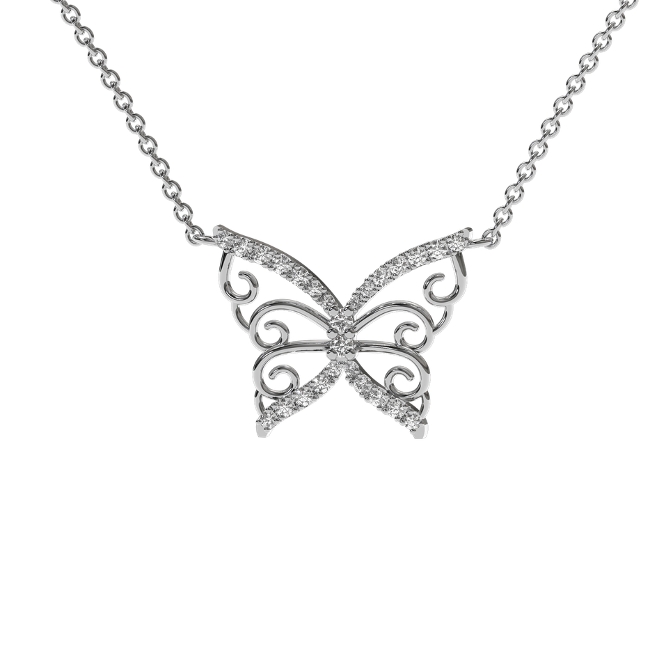 Náhrdelník s diamantmi Shiny Butterfly